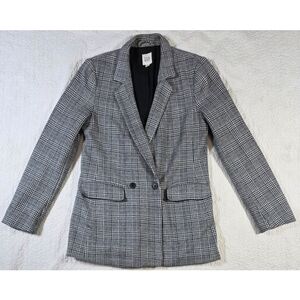 GAP Women's Black and White Plaid Blazer Jacket